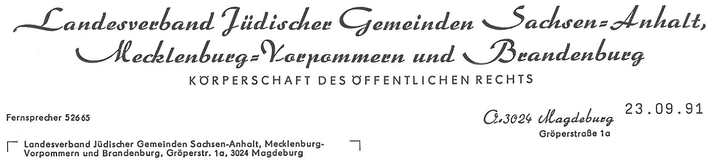 Landesverband Jüdischer Gemeinden Sachsen-Anhalt, Mecklenburg-Vorpommern und Brandenburg