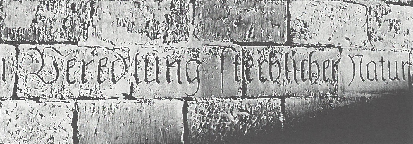 Inschrift vom Eingang des ehemaligen jüdischen Friedhofs